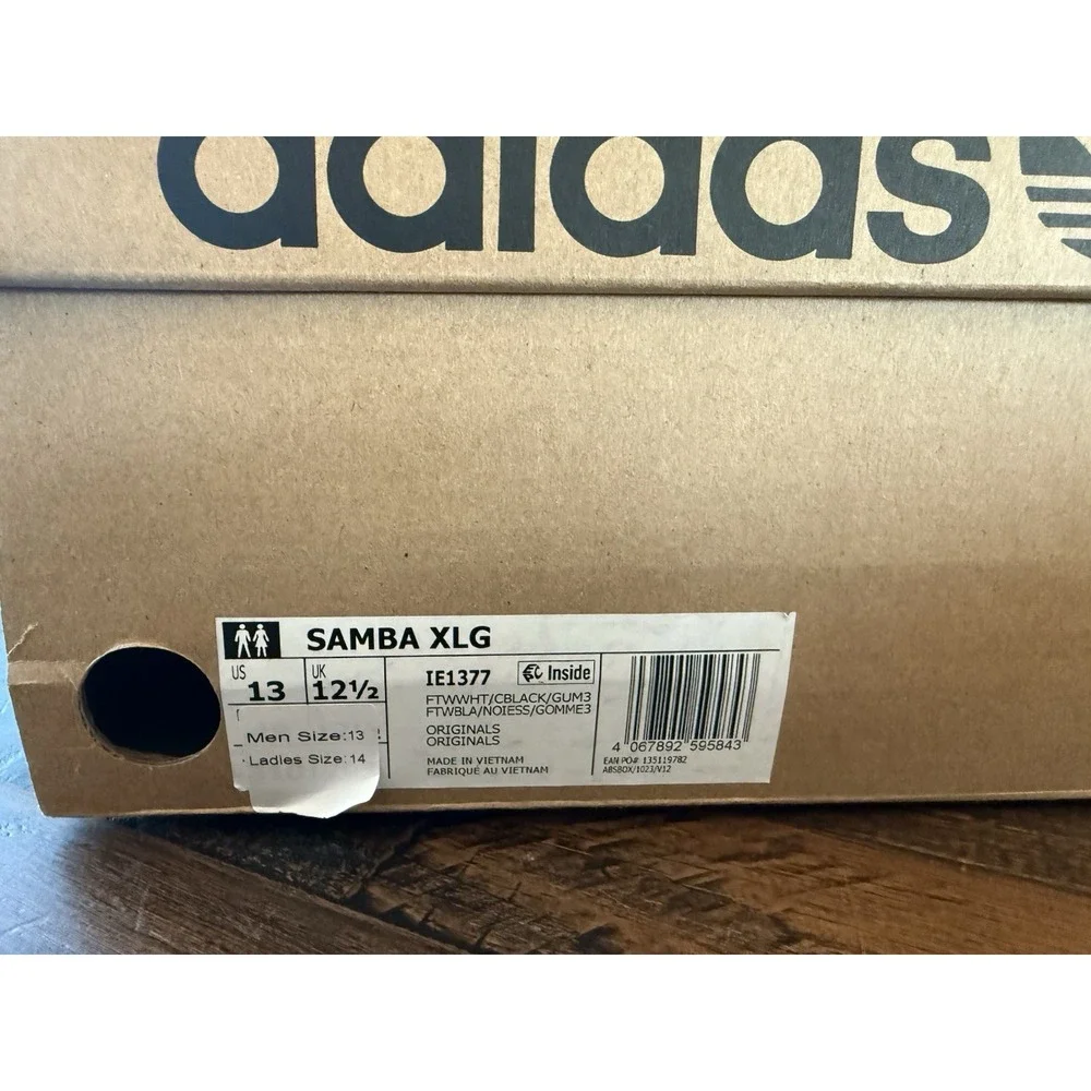 Adidas Men's Samba XLG Sneakers Cloud White Core Black Gum Size 13 NIB IE1377